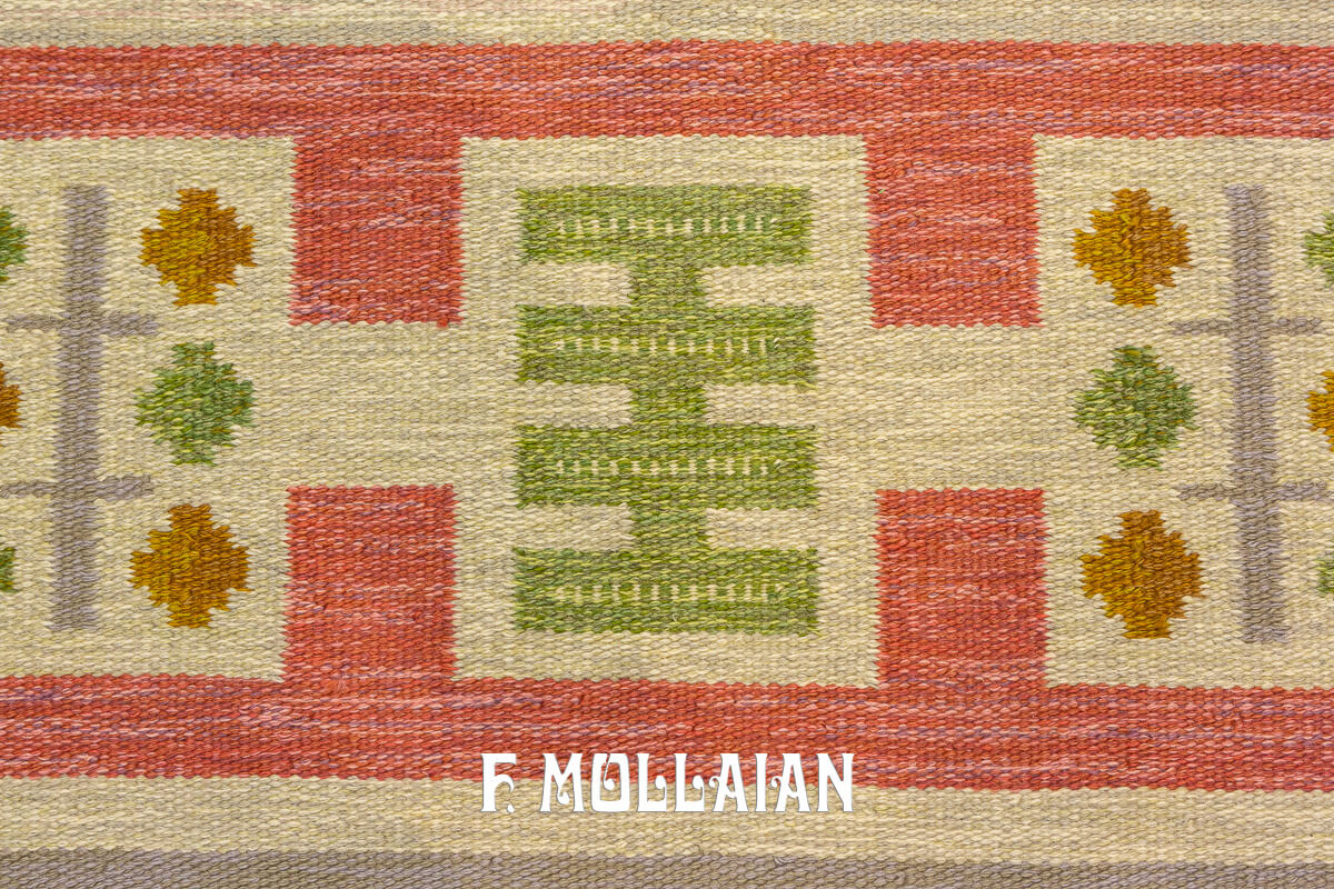 Scandinavian Rollakan Swedish Rug Beige/Pink Color n°:244398